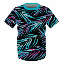 Дитяча 3D футболка Neon Palm Leaves - PrintSalon