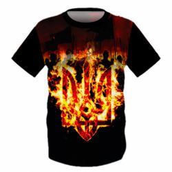 Дитяча 3D футболка Вогняний герб України - PrintSalon