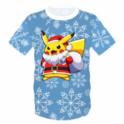 Дитяча 3D футболка Santa Claus Pikachu - PrintSalon