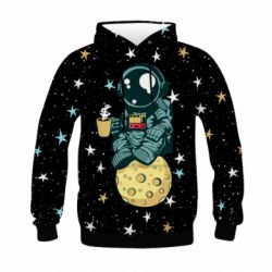 Дитяче 3D худі Astronaut and coffee
