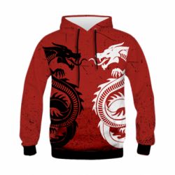 Дитяче 3D худі Dragons Black White - PrintSalon