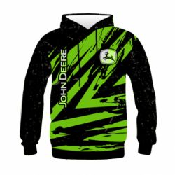 Дитяче 3D худі John Deere and green background - PrintSalon