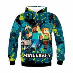 Дитяче 3D худі Minecraft Steve Alex And Dog - PrintSalon