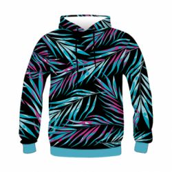 Дитяче 3D худі Neon Palm Leaves