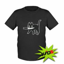Детская футболка Cat with a knife - PrintSalon