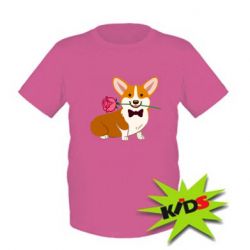 Детская футболка Corgi With A Rose - PrintSalon