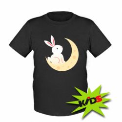 Детская футболка Cute rabbit on the moon - PrintSalon