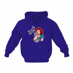 Детское худи Девочка с котом - ты мое сердечко - PrintSalon