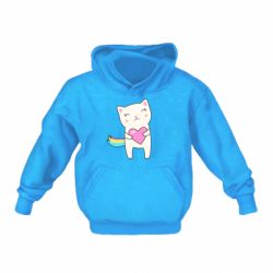 Детское худи Cute cat with heart - PrintSalon