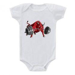 Детский бодик Bull with a barbell - PrintSalon