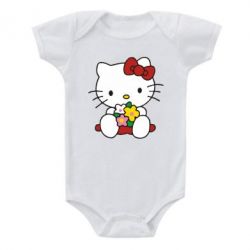 Детский бодик Kitty с букетиком-PrintSalon Детский бодик Kitty с букетиком
