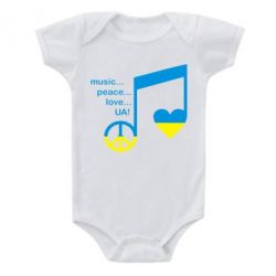 Детский бодик Music, peace, love UA - PrintSalon