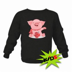 Дитячий світшот Funny pig with a Christmas toy - PrintSalon