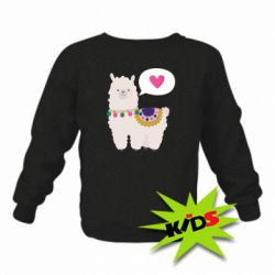 Детский свитшот Lama with pink heart - PrintSalon