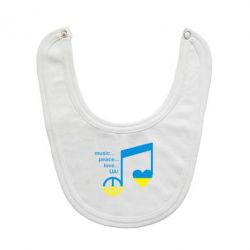 Слюнявчик  Music, peace, love UA - PrintSalon