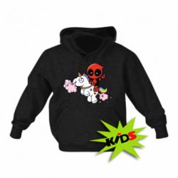 Дитяче худі Deadpool on the unicorn - PrintSalon