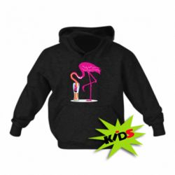 Детское худи Flamingo drinks beer - PrintSalon