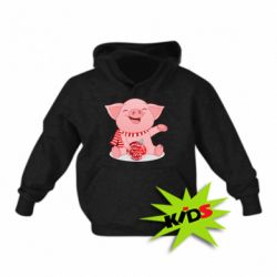 Дитяче худі Funny pig with a Christmas toy - PrintSalon