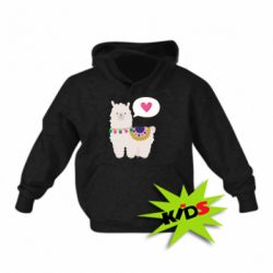 Детское худи Lama with pink heart - PrintSalon