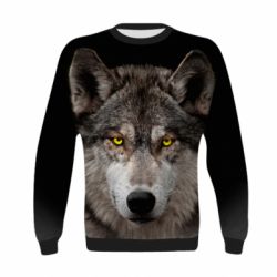 Детский 3D свитшот Wolf with yellow eyes