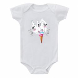 Детский бодик Ahegao girl eating ice cream - PrintSalon