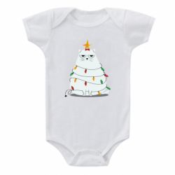 Дитячий бодік Cat and Christmas Lights