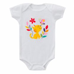 Детский бодик Cat, Flowers and Butterfly - PrintSalon