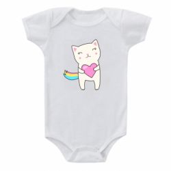 Детский бодик Cute cat with heart - PrintSalon