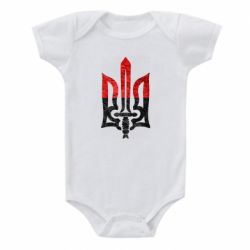 Детский бодик Герб Украины красно-черный - PrintSalon