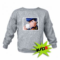 Детский свитшот Higashikata Josuke drinking tea - PrintSalon
