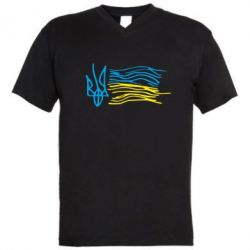 Мужская футболка  с V-образным вырезом Детский рисунок флаг Украины - PrintSalon