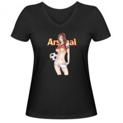 Женская футболка с V-образным вырезом Девушка Арсенал - PrintSalon
