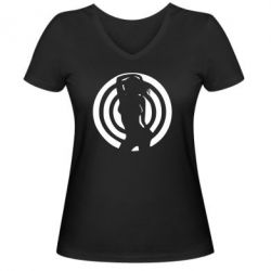 Женская футболка с V-образным вырезом девушка мишень - PrintSalon