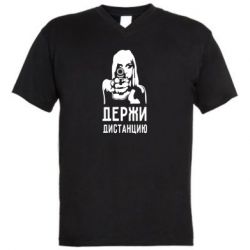 Мужская футболка  с V-образным вырезом Девушка с пистолетом - PrintSalon