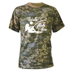 Камуфляжная футболка Девушки тоже рыбачат - PrintSalon
