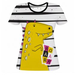 Жіноча 3D футболка Dinosaur and stripes - PrintSalon