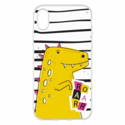 Чохол для iPhone X/Xs Dinosaur and stripes - PrintSalon
