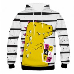 Чоловіче 3D худі Dinosaur and stripes - PrintSalon