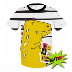 Дитяча 3D футболка Dinosaur and stripes - PrintSalon