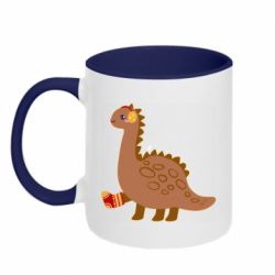 Чашка двухцветная 320ml Dinosaur in sock - PrintSalon