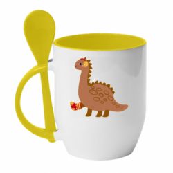 Чашка с ложкой Dinosaur in sock - PrintSalon