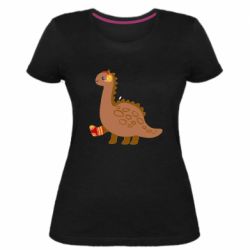 Женская премиум футболка Dinosaur in sock - PrintSalon