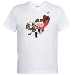 Мужская футболка  с V-образным вырезом Диппер и Мэйбл - PrintSalon