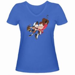 Женская футболка с V-образным вырезом Диппер и Мэйбл - PrintSalon