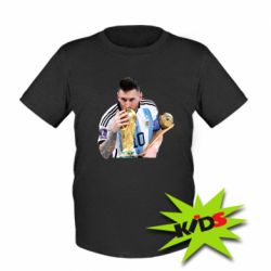 Дитяча футболка Мессі цілує кубок-PrintSalon Дитяча футболка Мессі цілує кубок