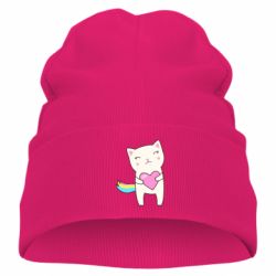 Детская шапка Cute cat with heart - PrintSalon