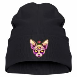 Детская шапка Котик сфинкс розовый - PrintSalon