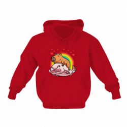 Детское худи Капибара на рыбе - PrintSalon