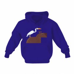 Детское худи Капибара с цаплей - PrintSalon