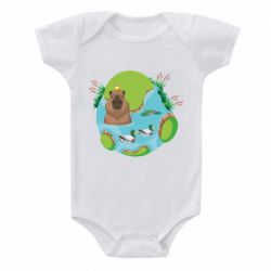 Детский бодик Капибара в воде - PrintSalon